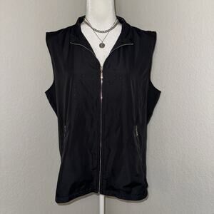 Monterey Club Vest Women’s Large Black Sleeveless Pockets Full Zip Outerwear